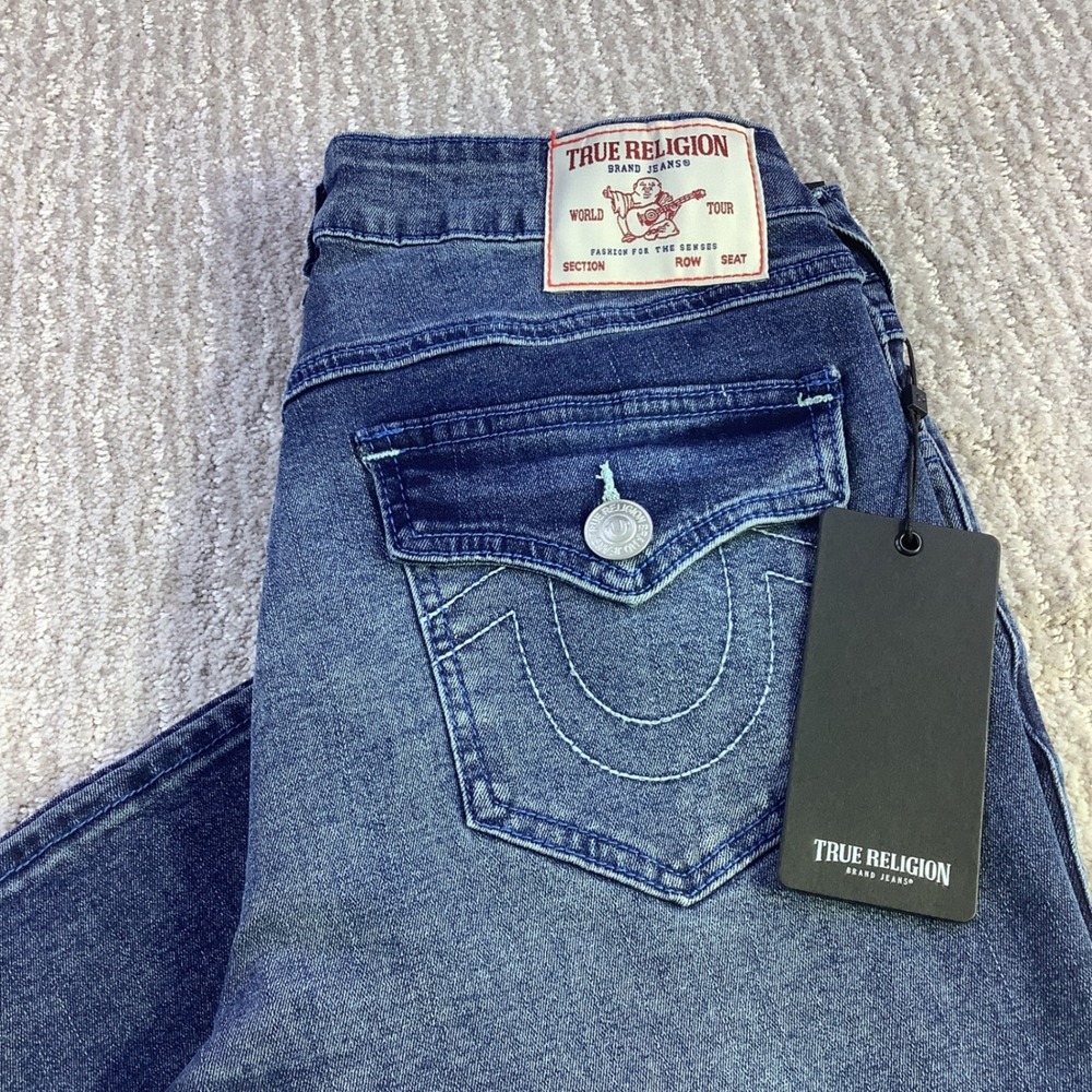 True Religion‎ Billie Mid Rise Straight Leg Flap Pocket Jeans Size 28 NWT